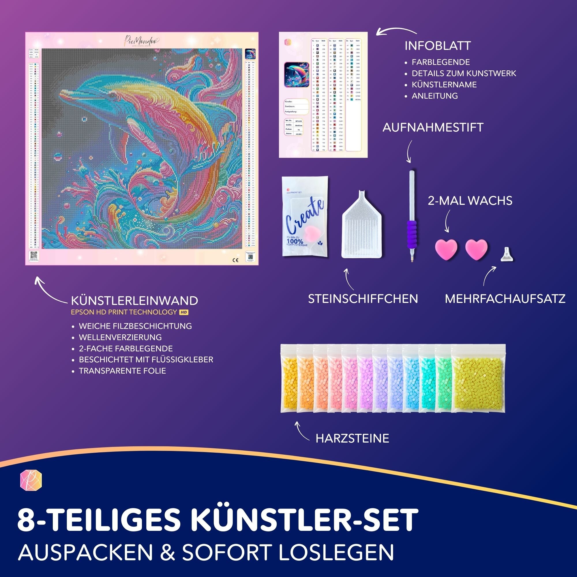 Diamond Painting - Delfin im Farbenmeer