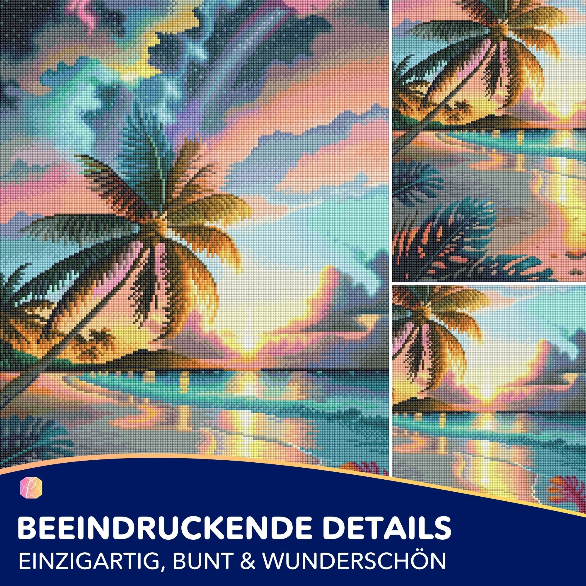 Diamond Painting - Palme im bunten Abendhimmel