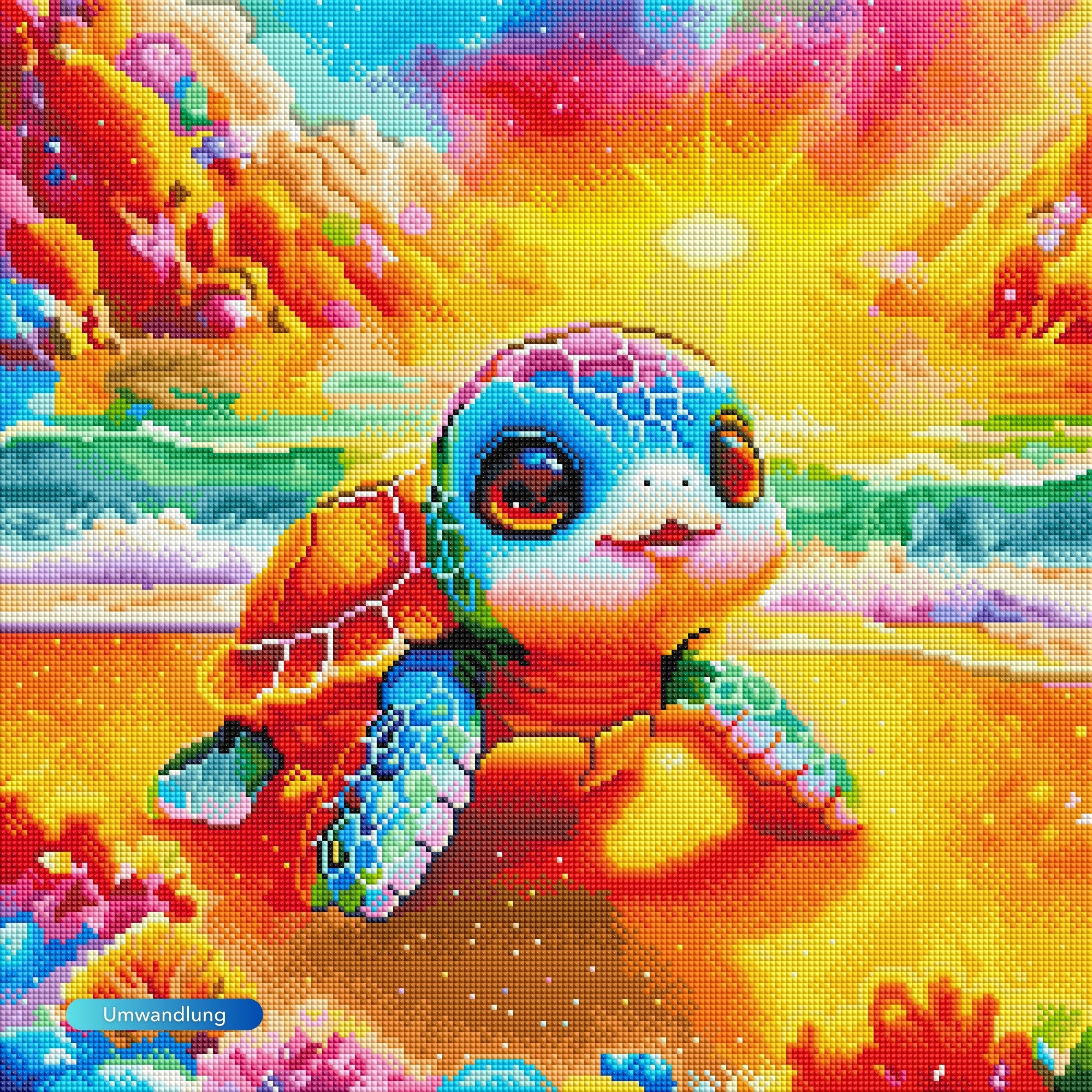 Diamond Painting 100 Farben Special - Schildkröte am Funkelstrand