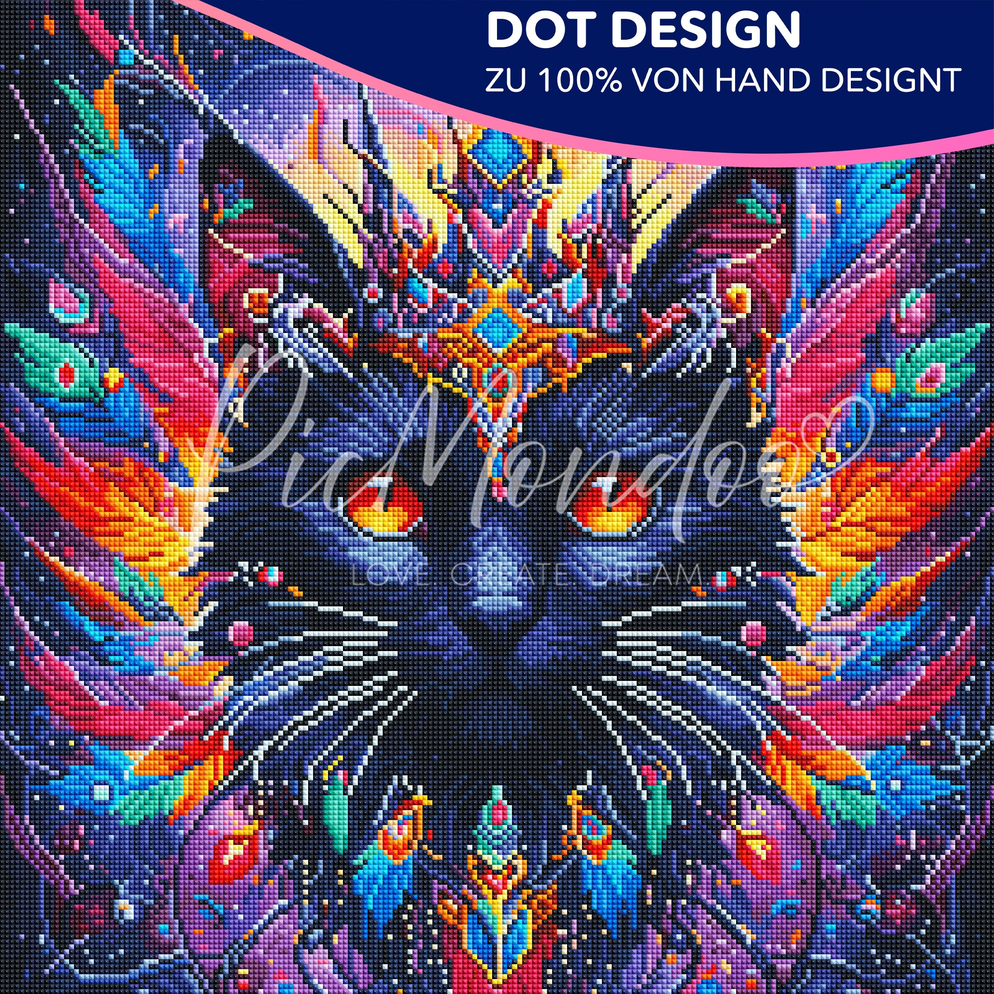 Diamond Painting Dot desing Mystic colorsplash cat