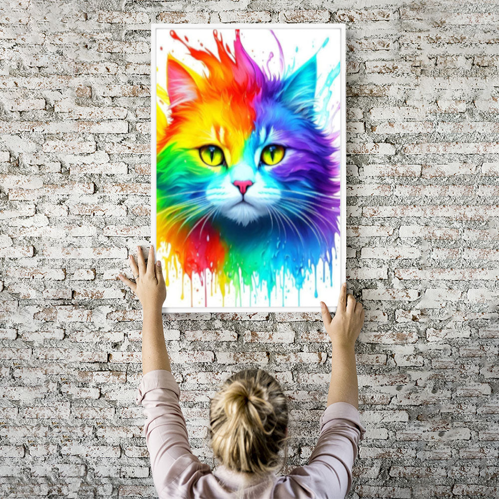 GRATIS Diamond Painting Wandbild Colorful kitten