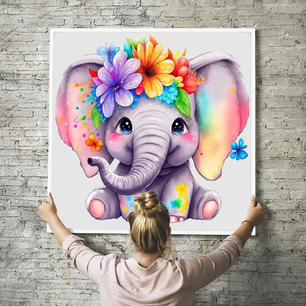 GRATIS Diamond Painting Wandbild Elefantenbaby