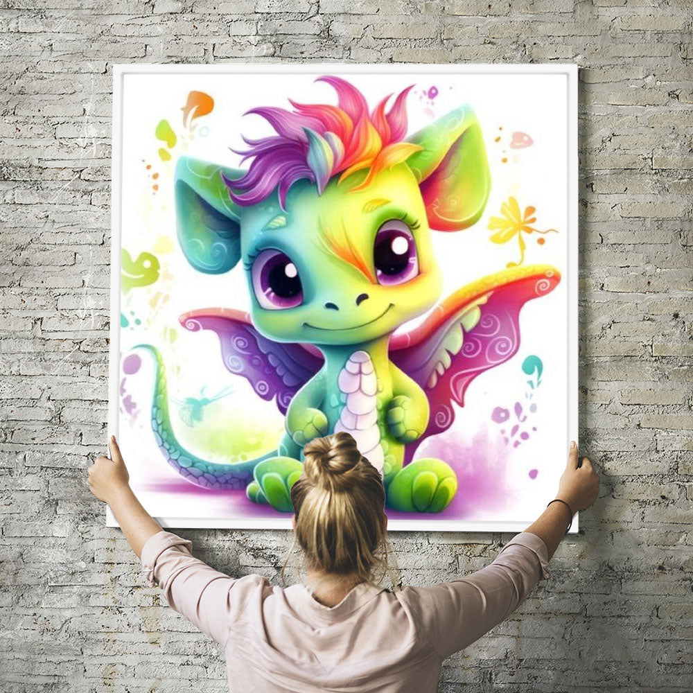 GRATIS Diamond Painting Wandbild Happy dragon