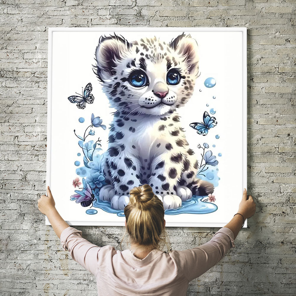 GRATIS Diamond Painting Wandbild Leo Leopard