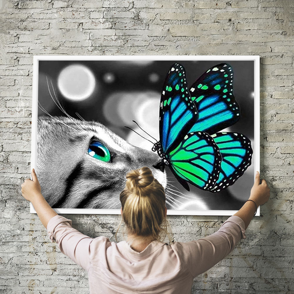 GRATIS Diamond Painting Wandbild Liebevolle Katze