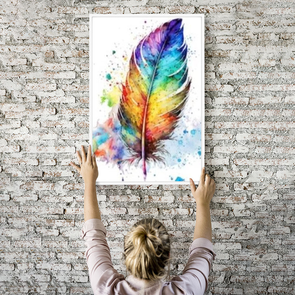 GRATIS Diamond Painting Wandbild Rainbow feather