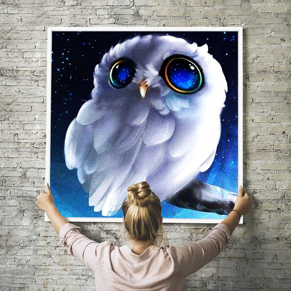 GRATIS Diamond Painting Wandbild Weiße Nachteule