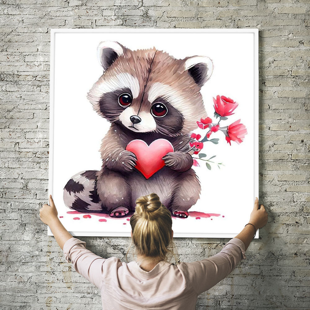 GRATIS Diamond Painting Wandbild Willi Waschbär