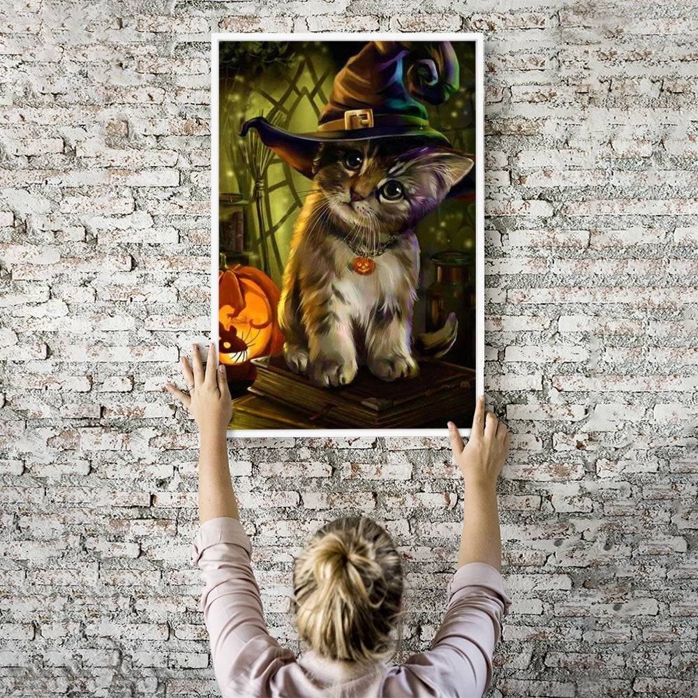 Diamond Painting Wandbild Little Cat of Halloween