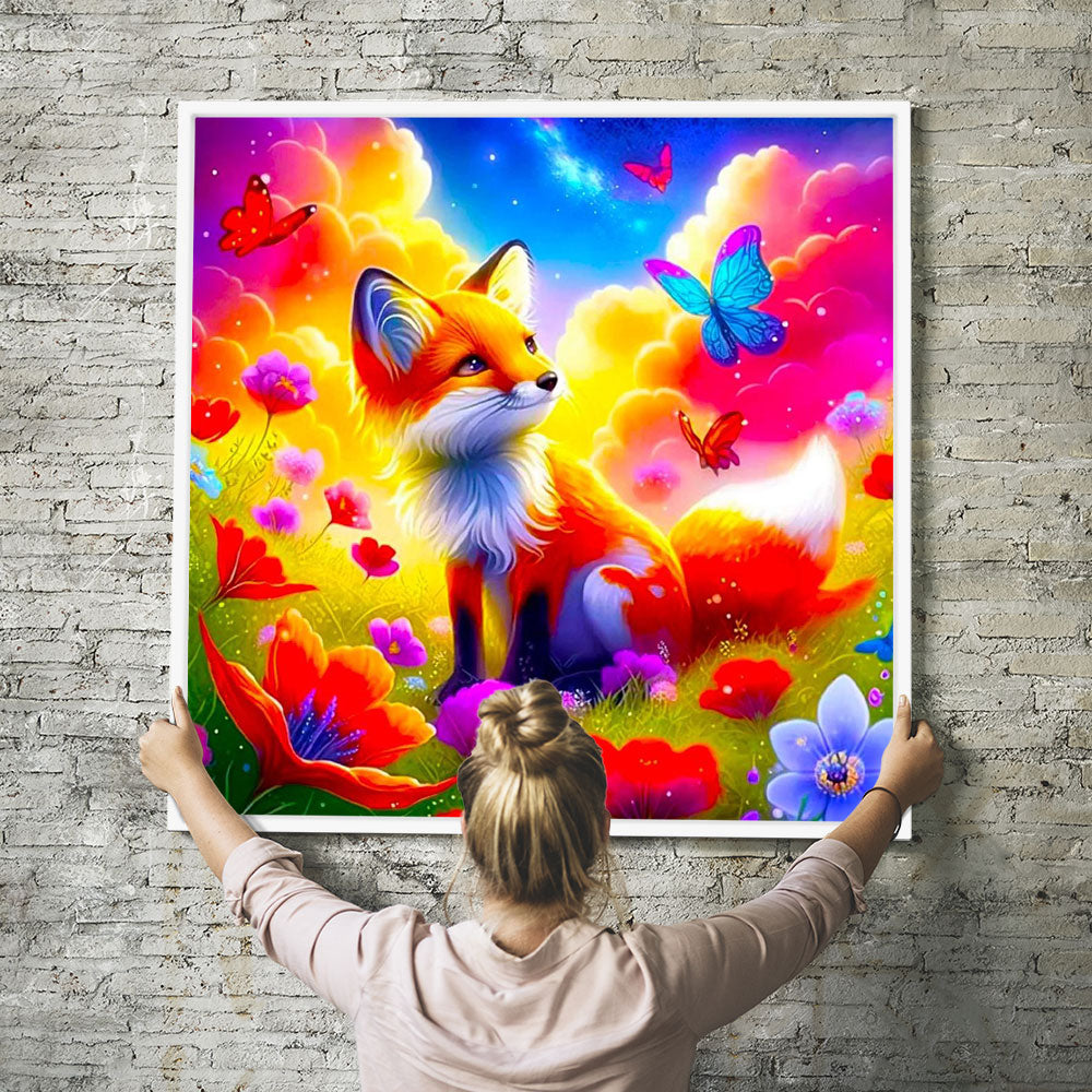 Diamond Painting Kids Wandbild Der kleine Fuchs im Zauberland