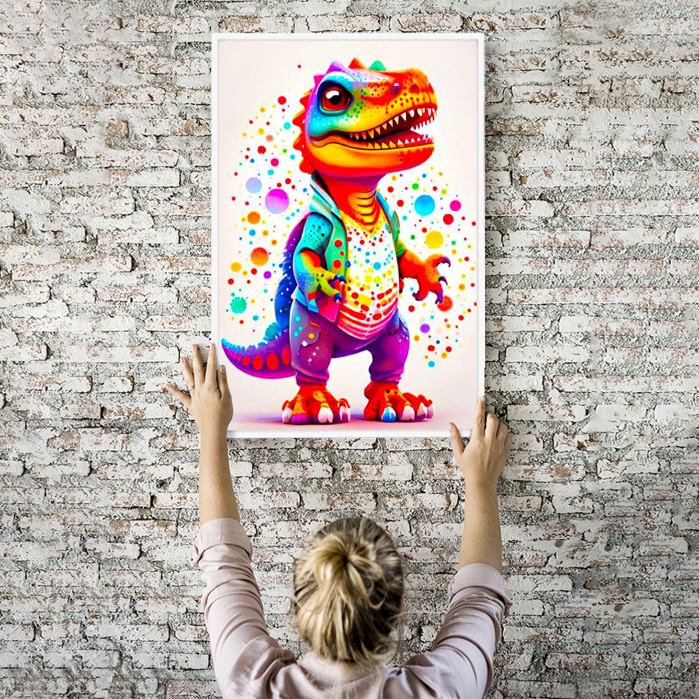 Diamond Painting Kids Wandgestaltung Kunterbunter Dinosaurier