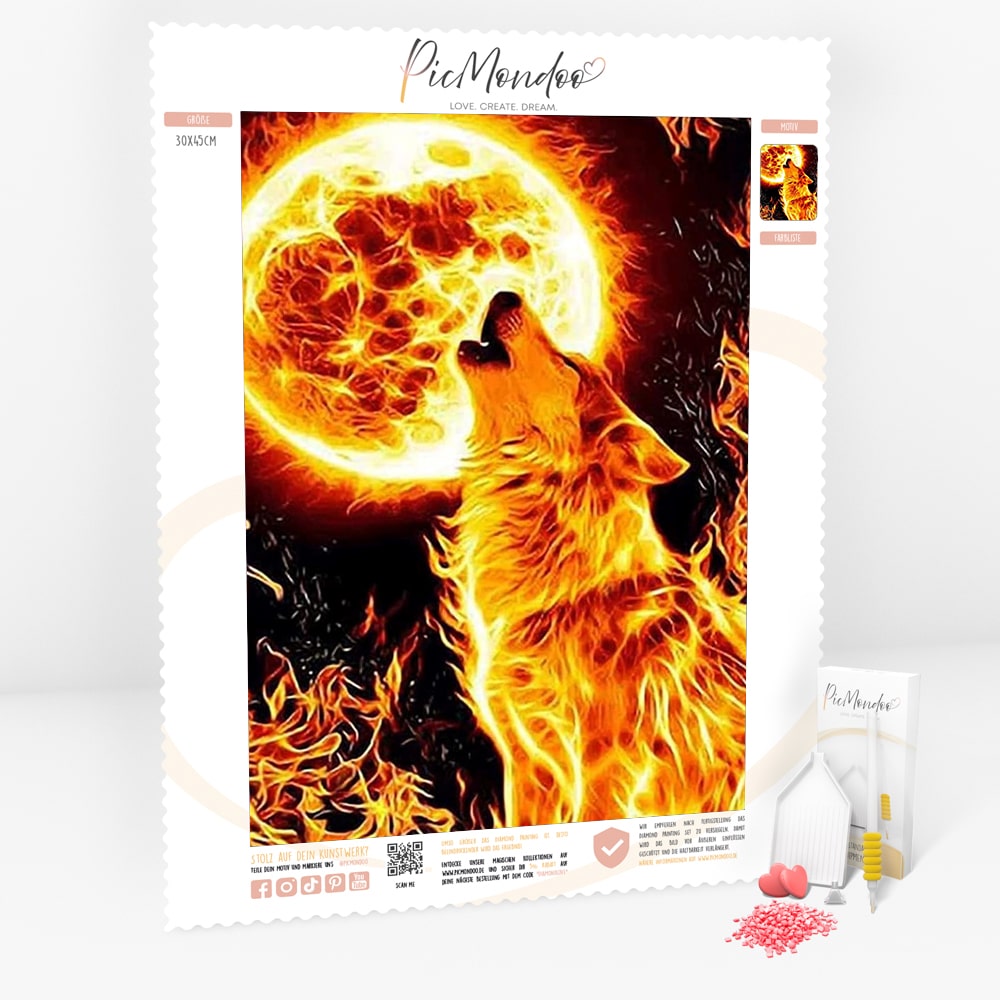 Diamond Painting Leuchtbild Special - Fire Wolf