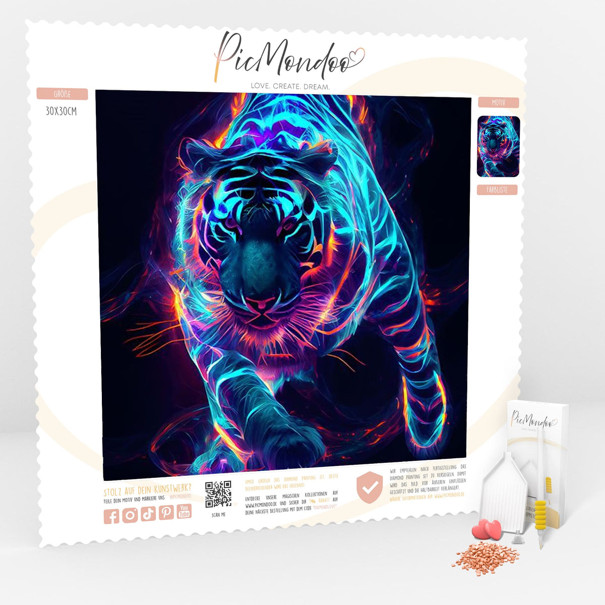 Diamond Painting Leuchtbild Special Leinwand Tiger of colorlights