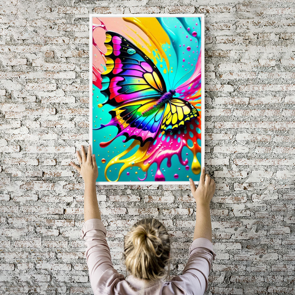 Diamond Painting Wandgestaltung Farbklecks Schmetterling