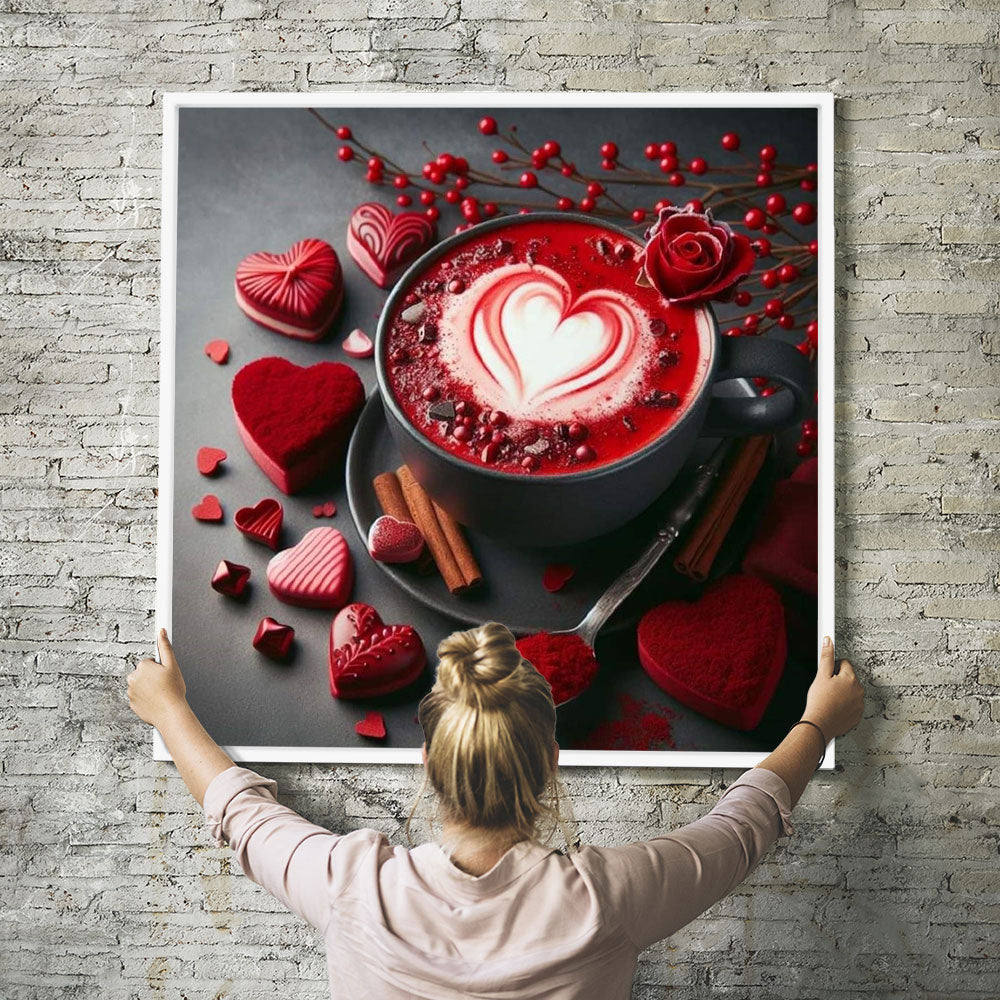 Diamond Painting Wandbild Rote Kaffeestunde