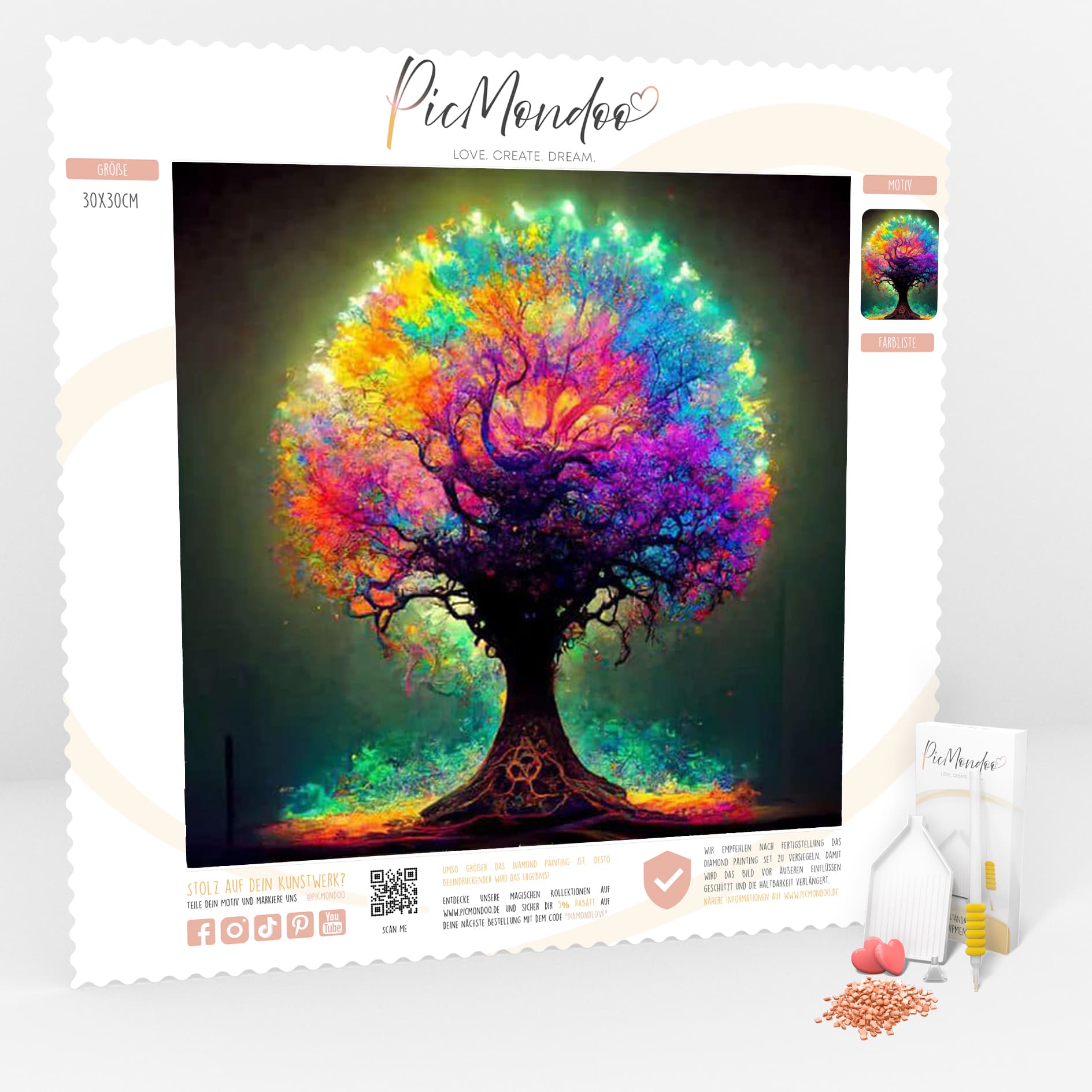 Diamond Painting Special Leinwand Colorful lightning tree