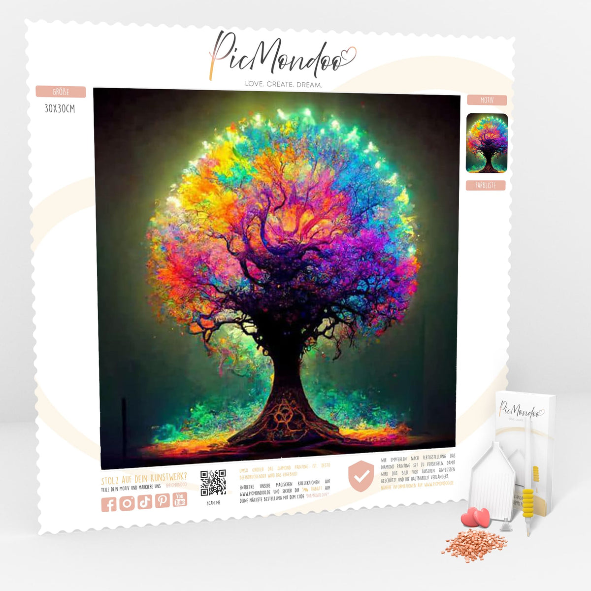 Diamond Painting Special Leinwand Colorful lightning tree