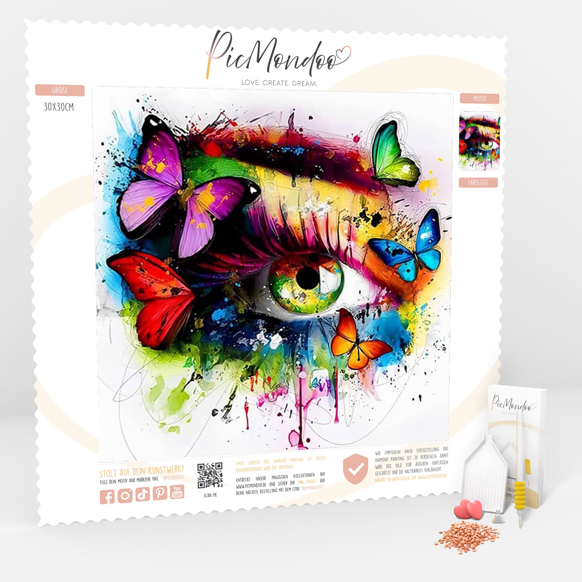 Diamond Painting Special Leinwand Eye of butterflies