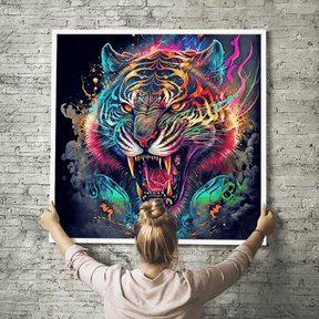 Diamond Painting Wandbild Tiger im Farbenrausch