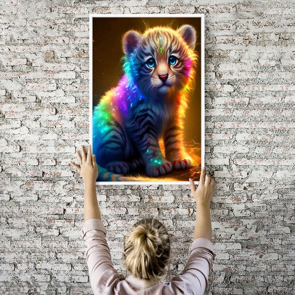 Diamond Painting Wandbild Tigerbaby Farbenrausch