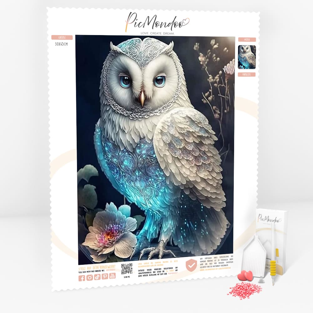 Diamond Painting Special Leinwand White Owl