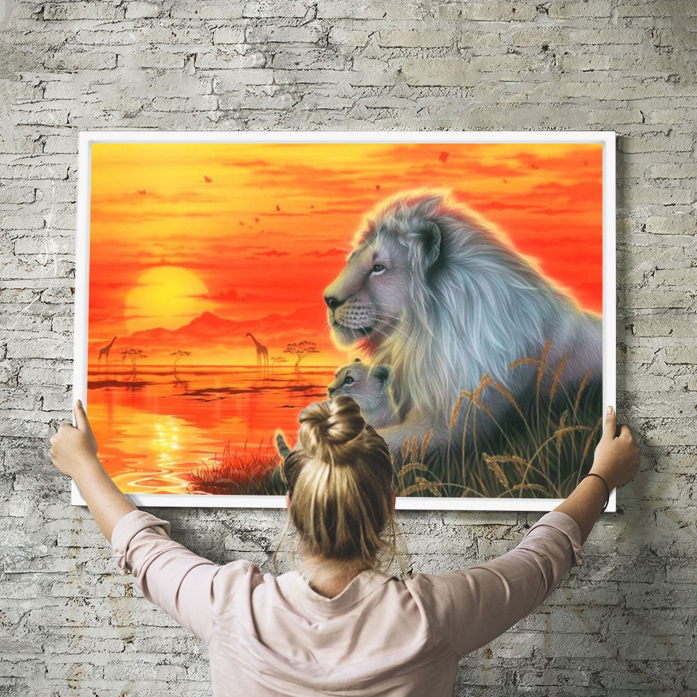 Diamond Painting Strass Special Wandbild Lion Sunset MINI