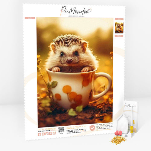 Diamond Painting Leinwand Little Hedgehog in a cup