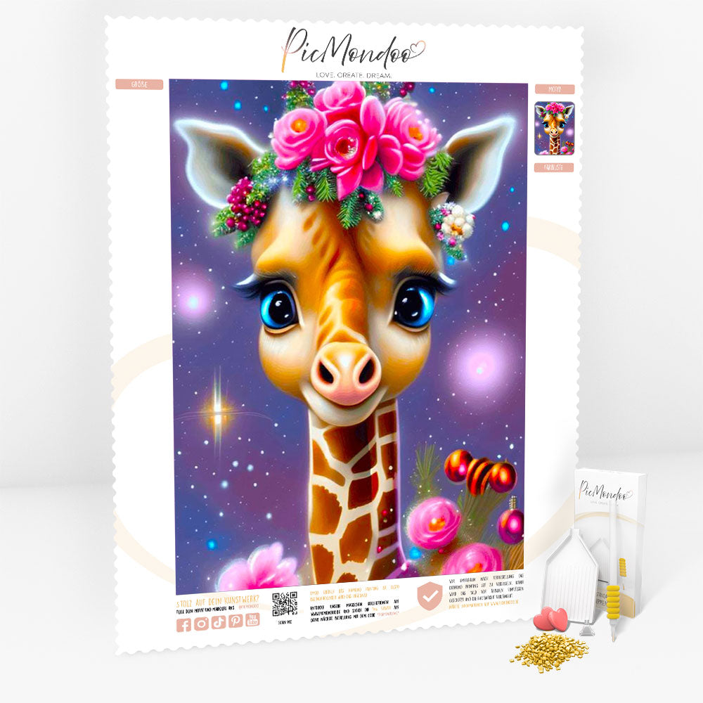 Diamond Painting Leinwand Zauberhaftes Giraffenbaby