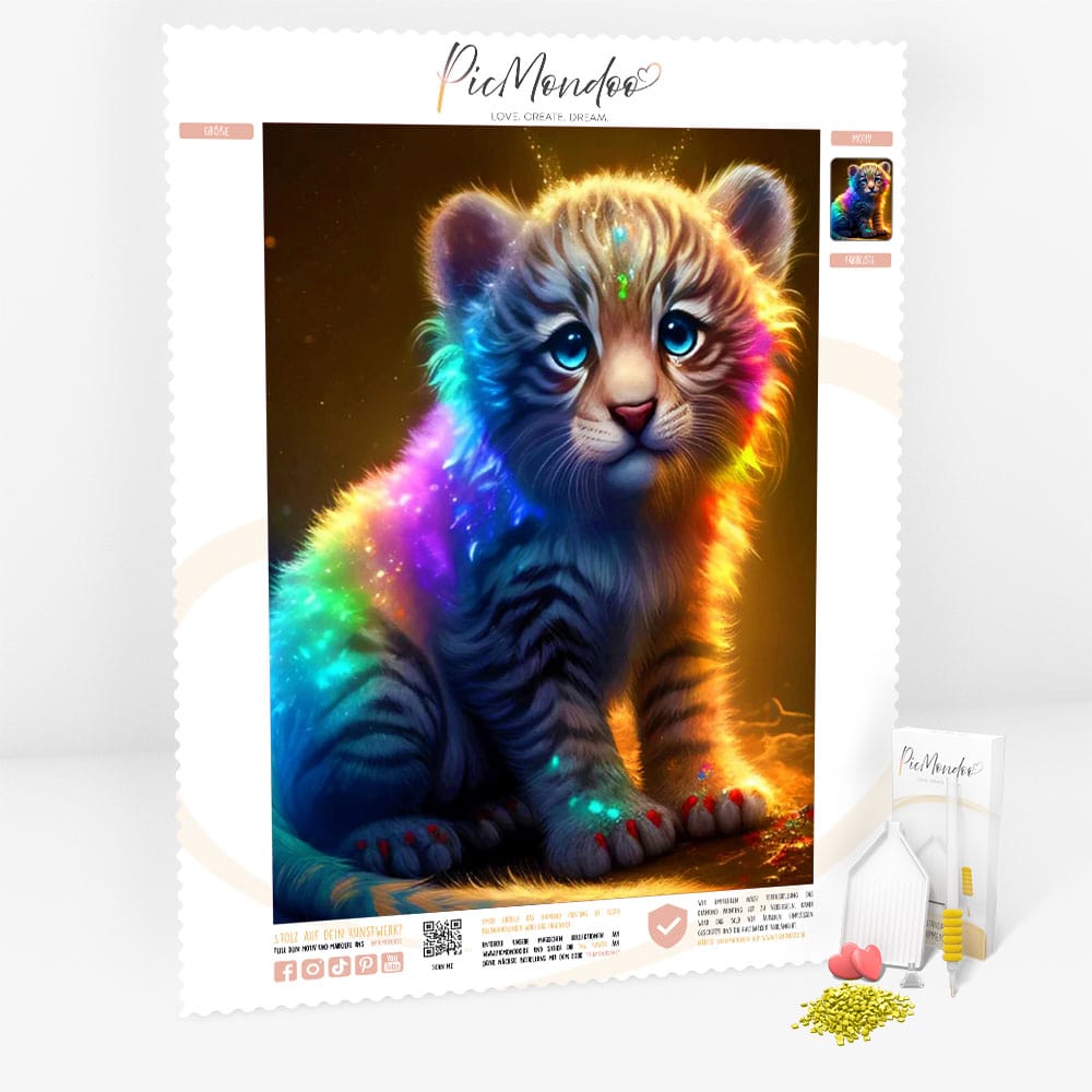 Diamond Painting Leinwand Tigerbaby Farbenrausch