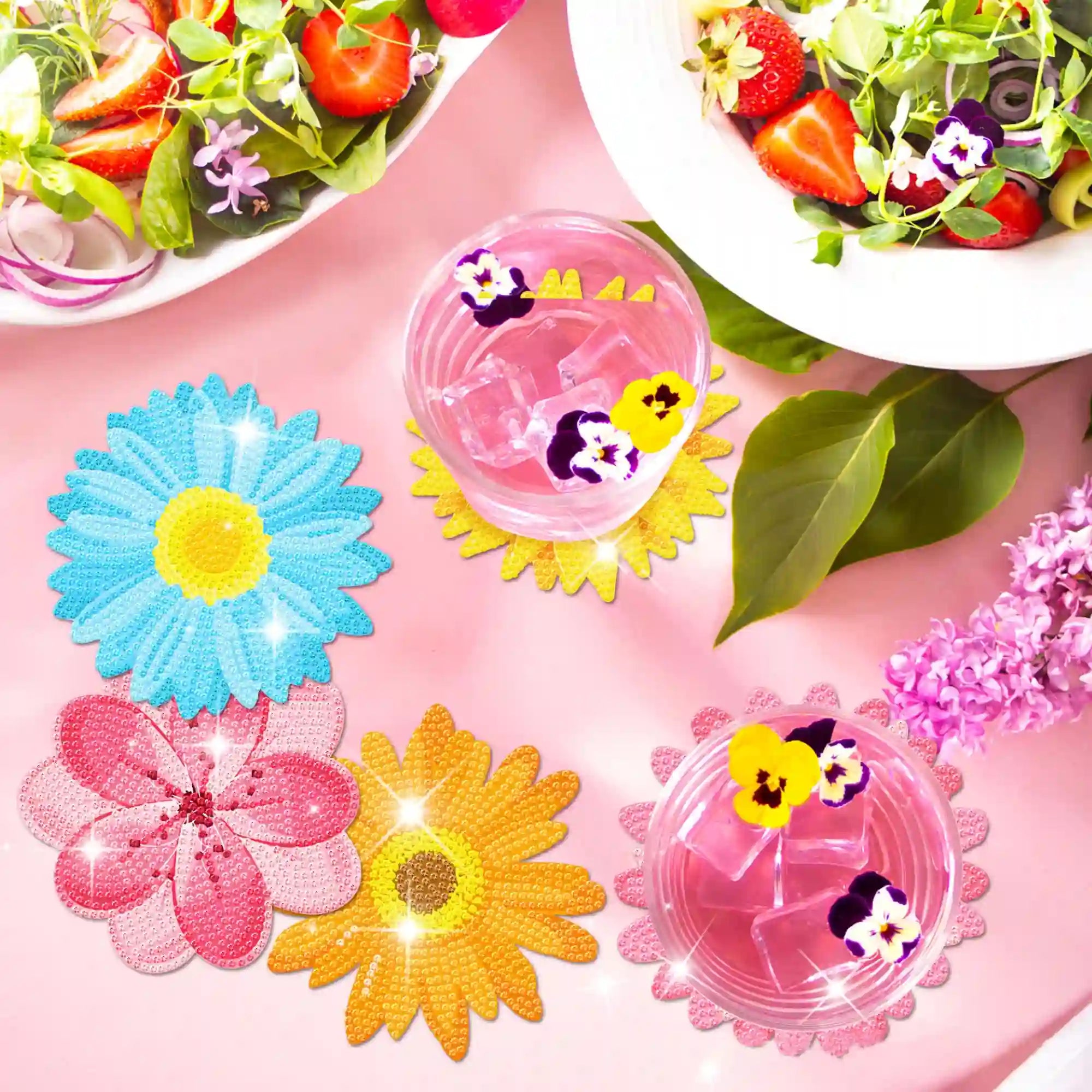 Diamond Painting - Untersetzer "Bunte Blumenwiese"