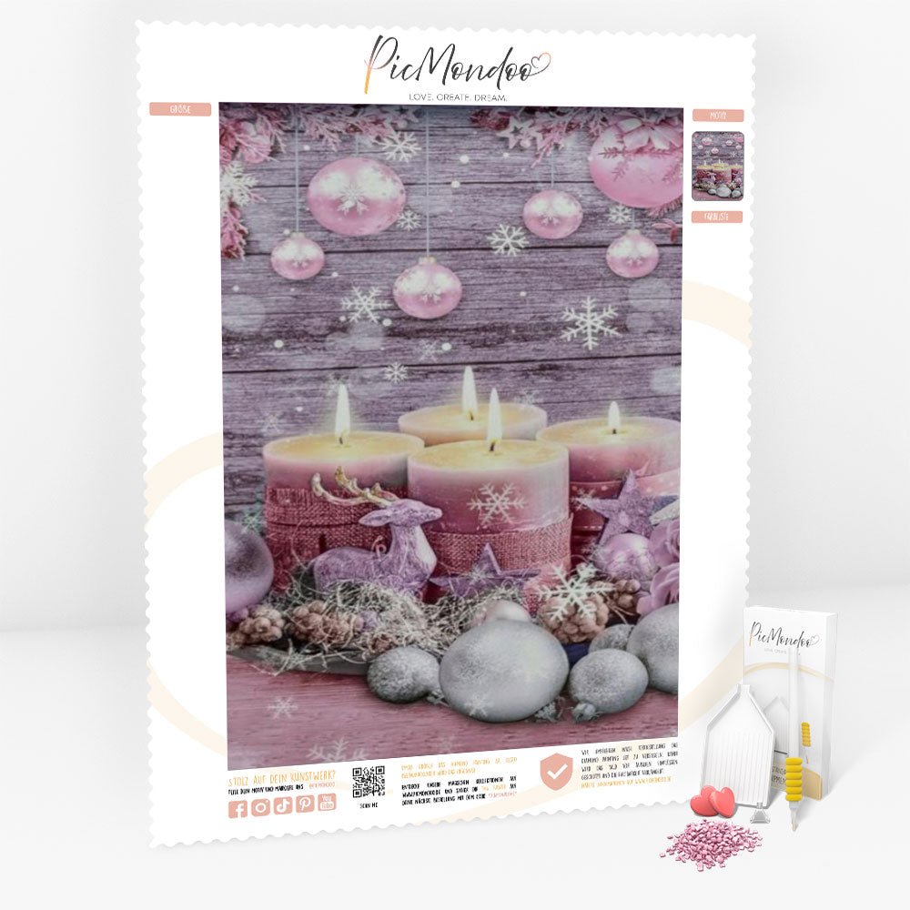 Diamond Painting Leinwand Advent in pink