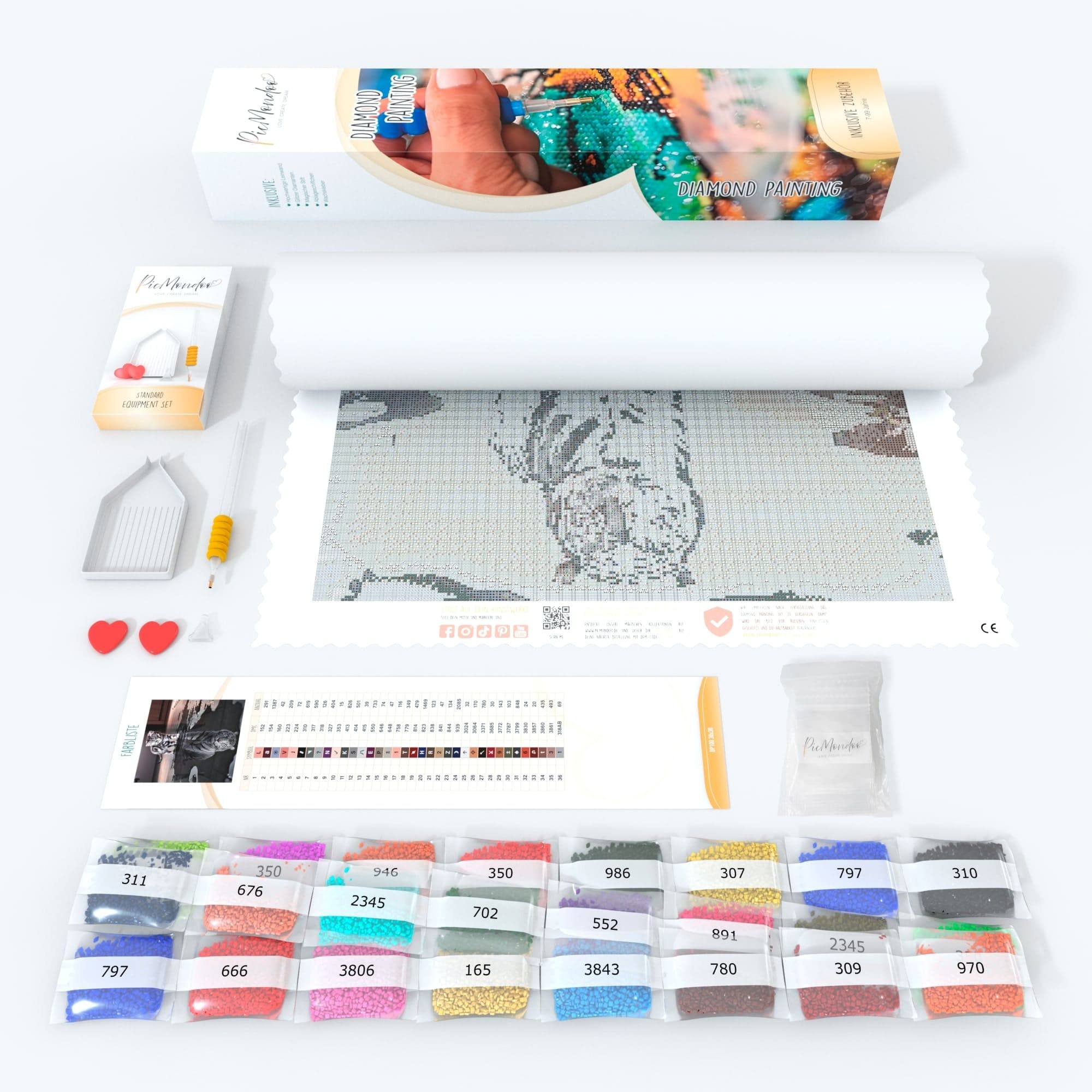 Diamond Painting Set Kleine bunte Eule im Rausch der Farben