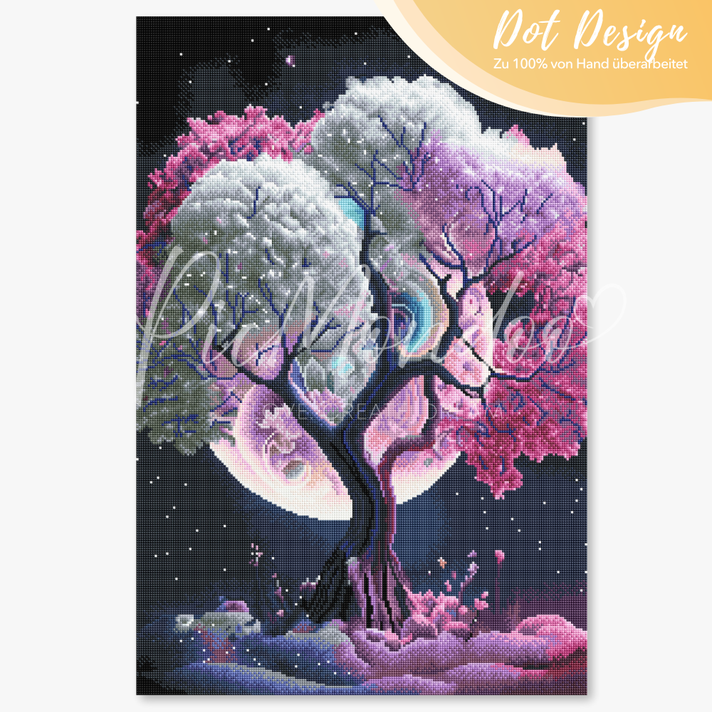Diamond Painting Multi Special - Pink tree at night