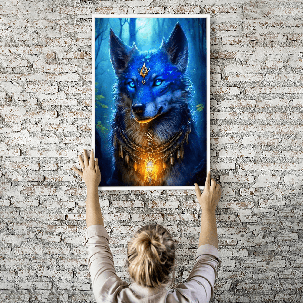 Diamond Painting Wandbild Blauer Wolf