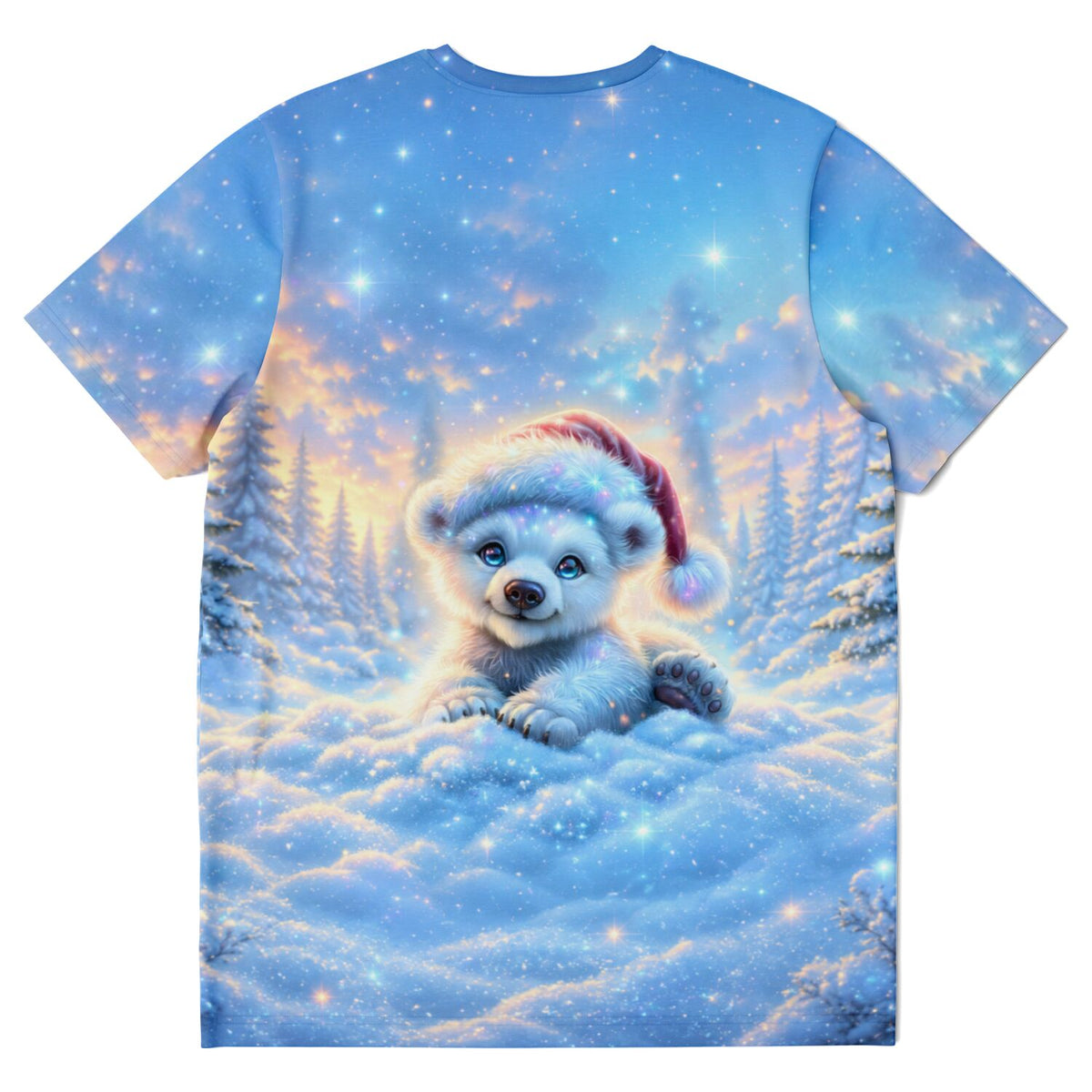 T-Shirt mit Schneefunkel Eisbär im Winterwald Design, inspiriert von Diamond Painting Motiven und Malen nach Zahlen