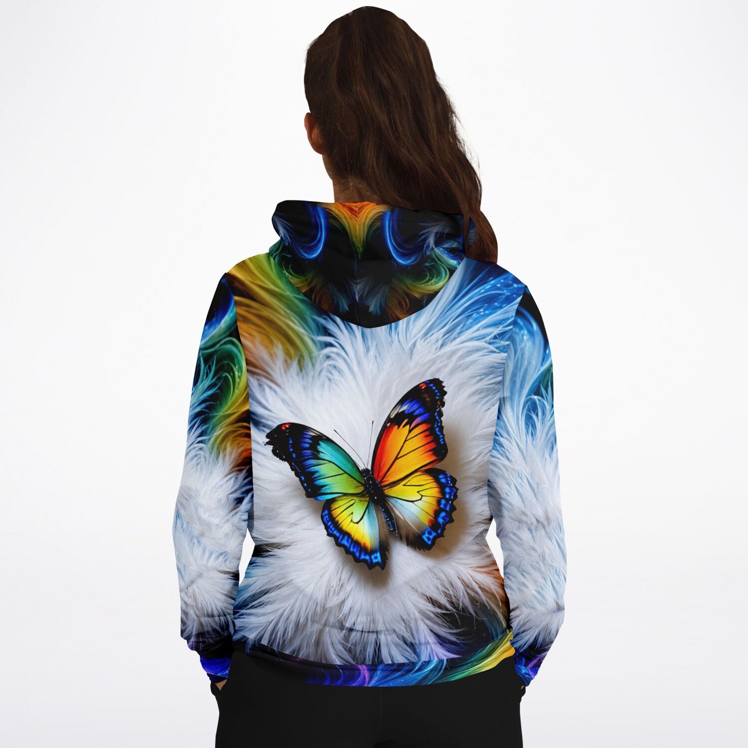 Dreamer Hoodie mit farbenfrohem Schmetterlings-Motiv, inspiriert von populären Diamond Painting und Malen nach Zahlen Designs.