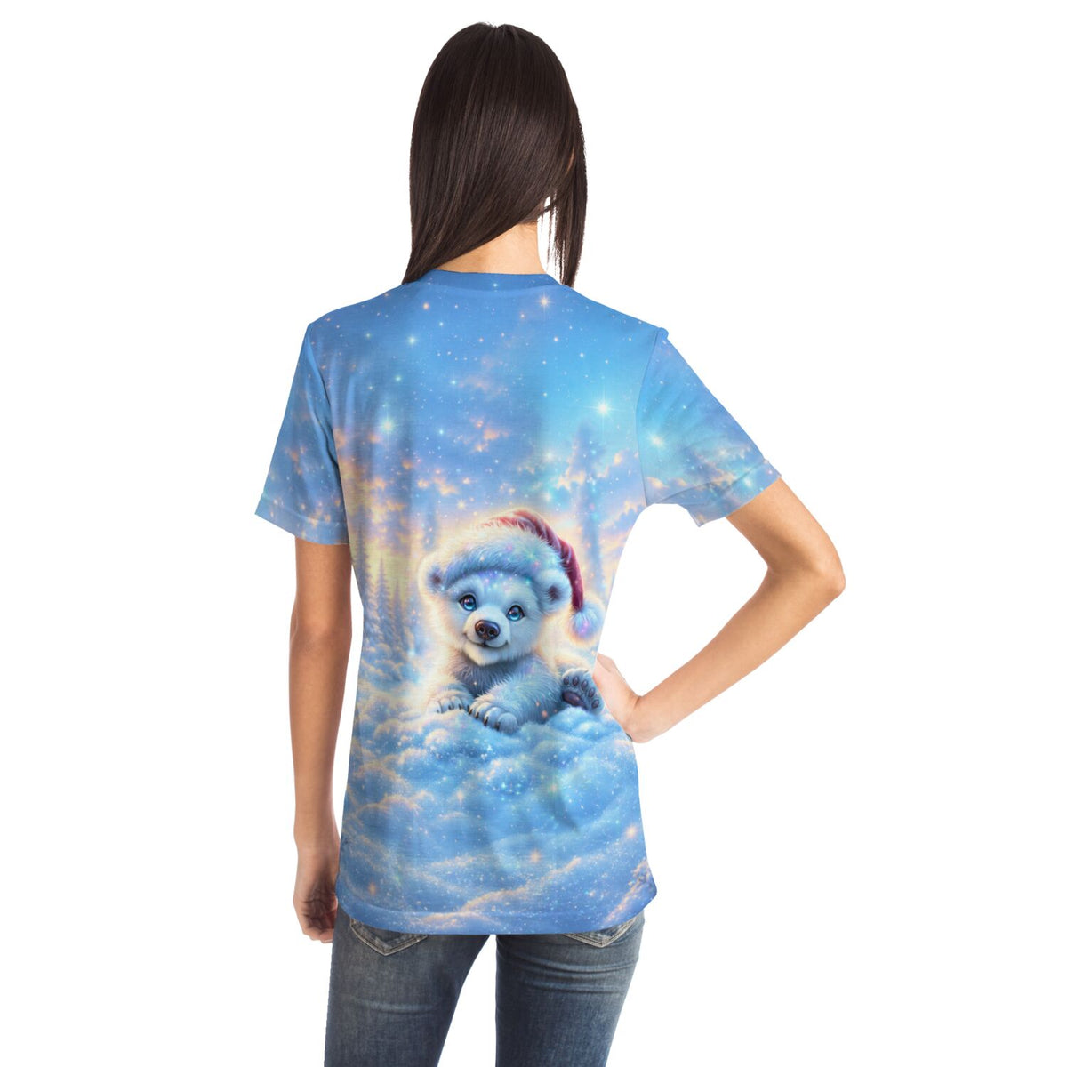 T-Shirt mit süßem Eisbär-Motiv im Diamond Painting Stil, ideal für Fans von Malen nach Zahlen und DIY-Kunst