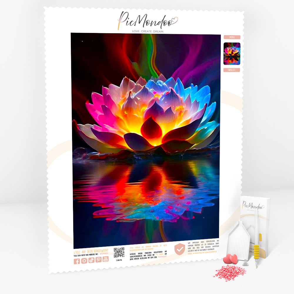 Diamond Painting 7 Tage Special Leuchtbild - Lotusblume im Farbenfluss