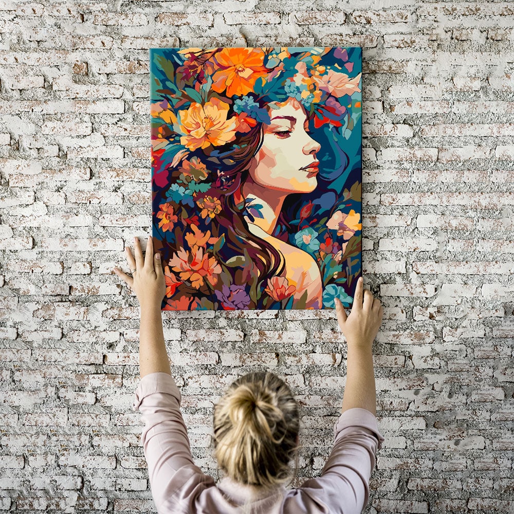 Malen nach Zahlen Set Wandbild Flower women