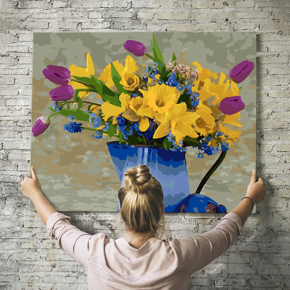 Malen nach Zahlen Set Wandbild Frühlingsblumen