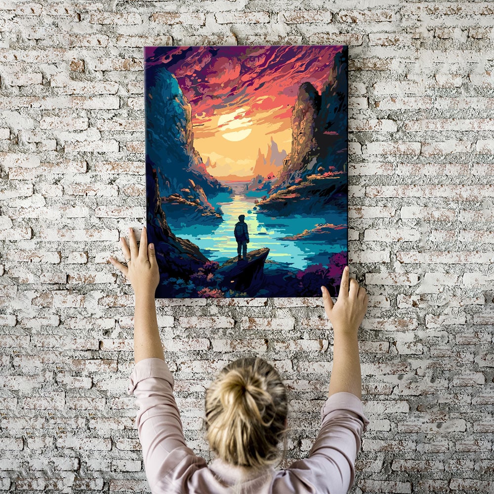 Malen nach Zahlen Set Wandbild Fantasy Sunset View