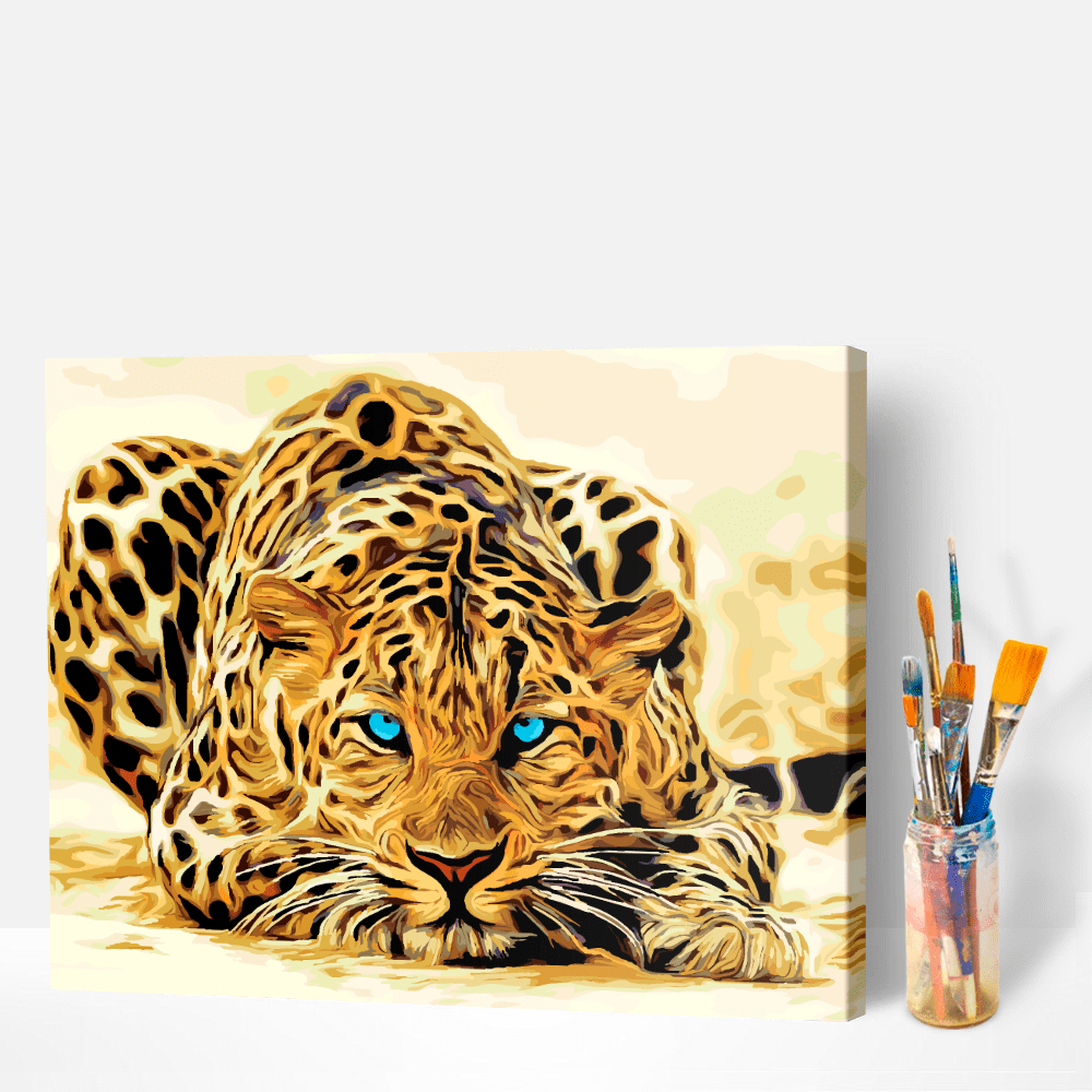 Malen nach Zahlen Set - Blue Eyes Leopard