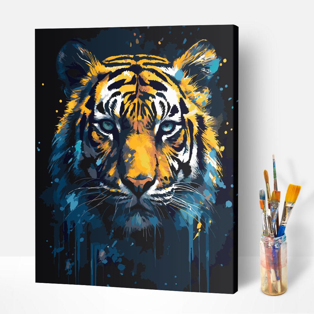 Malen nach Zahlen Set Leinwand Tiger watercolor