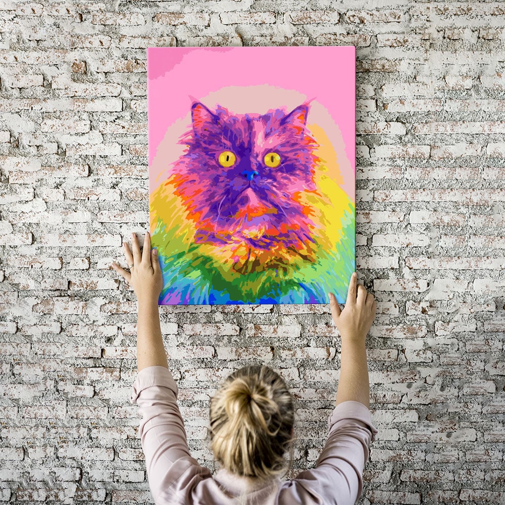Malen nach Zahlen Set Wandbild Colorful Cat