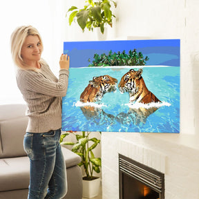 Malen nach Zahlen Set Bild Tigers in paradise