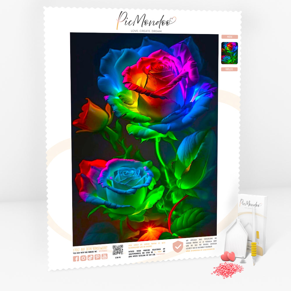 Diamond Painting 7 Tage Special Leuchtbild - Roses of Rainbow