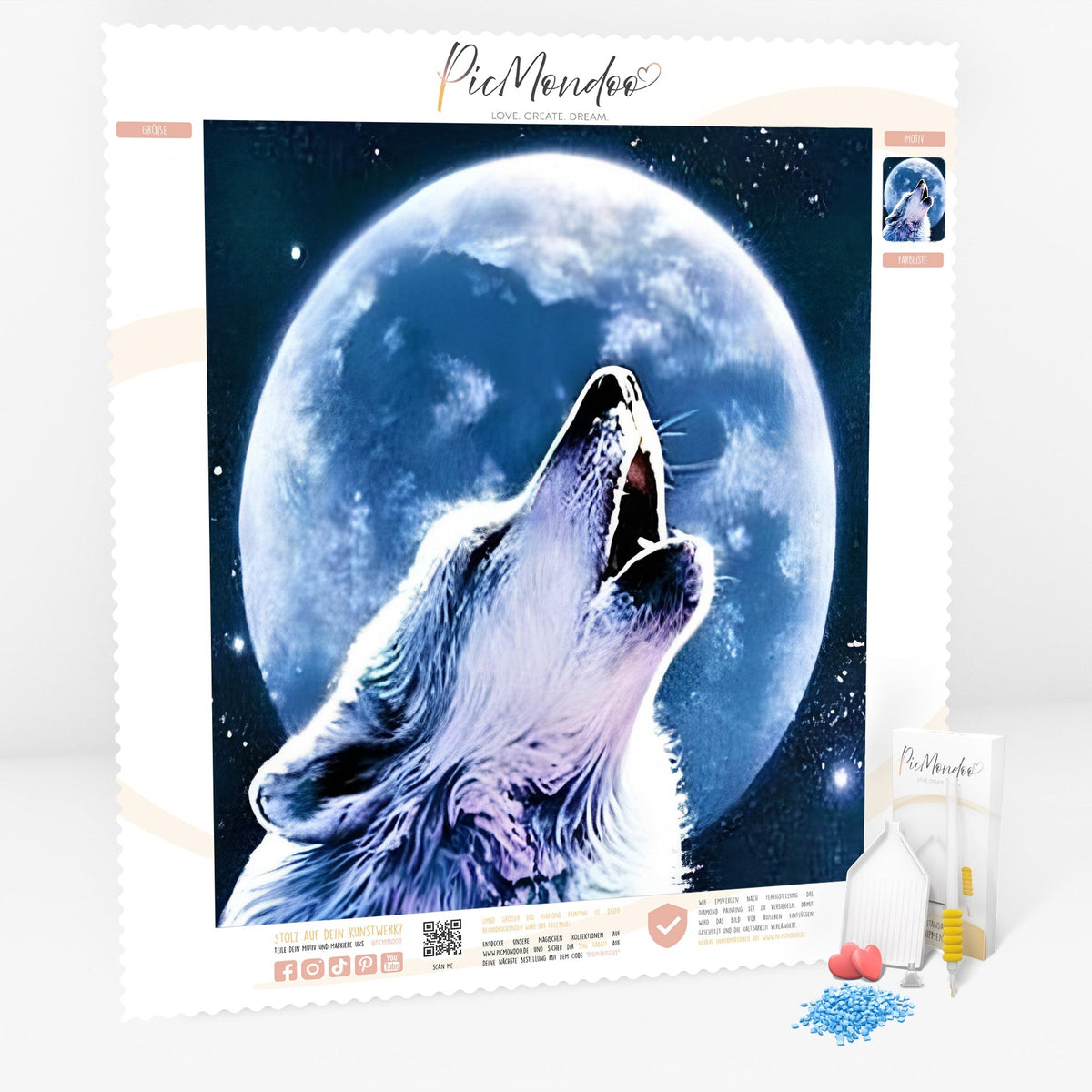 Diamond Painting Leuchtbild Special Leinwand Moonlight Wolf