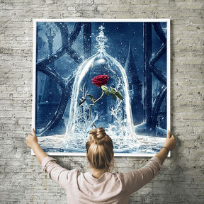 Diamond Painting Wandbild "Rose im Wunderglas"