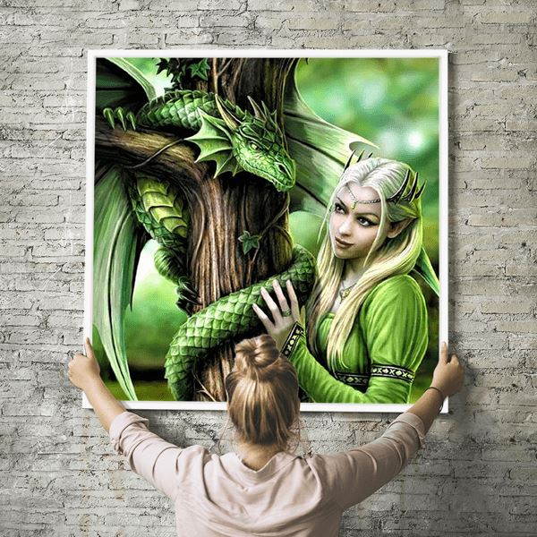 Diamond Painting Wandbild Green Dragon