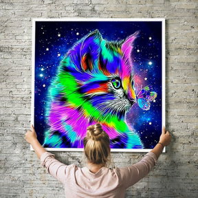 Diamond Painting Wandbild Crazy Cat